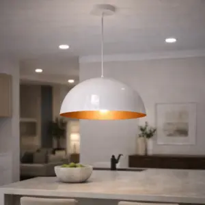 *PENDENTE MEIABOLA 60X30CM 2M 1XE27 BRANCO - DM